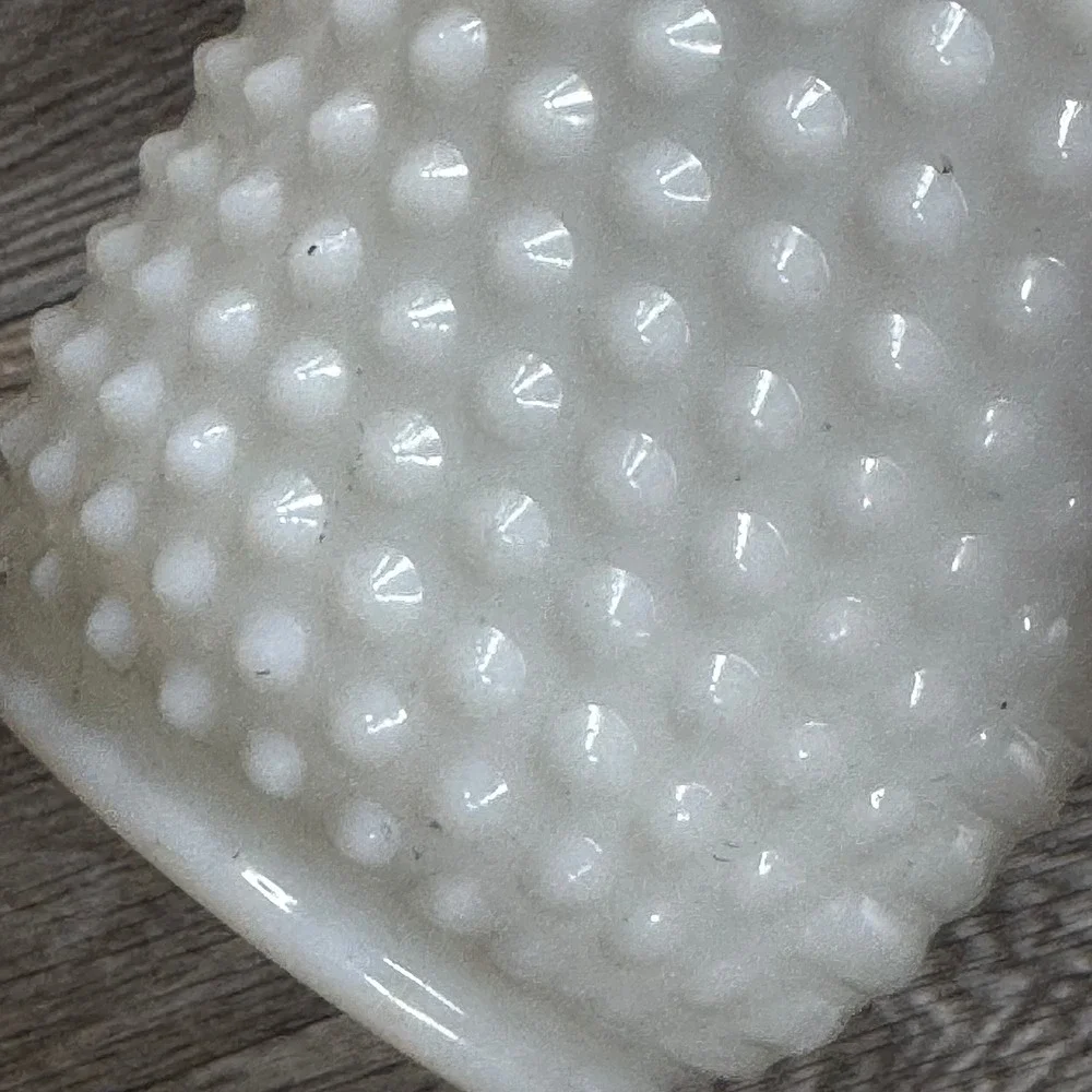 Fire-King Planter White Milk Glass Hobnail Basketweave Scalloped Rim Vintage